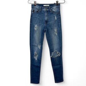 KanCan High-Rise‎ Blue Skinny Jeans Distressed